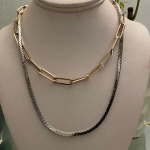 New Express Gold and Silver Chain Necklace Set